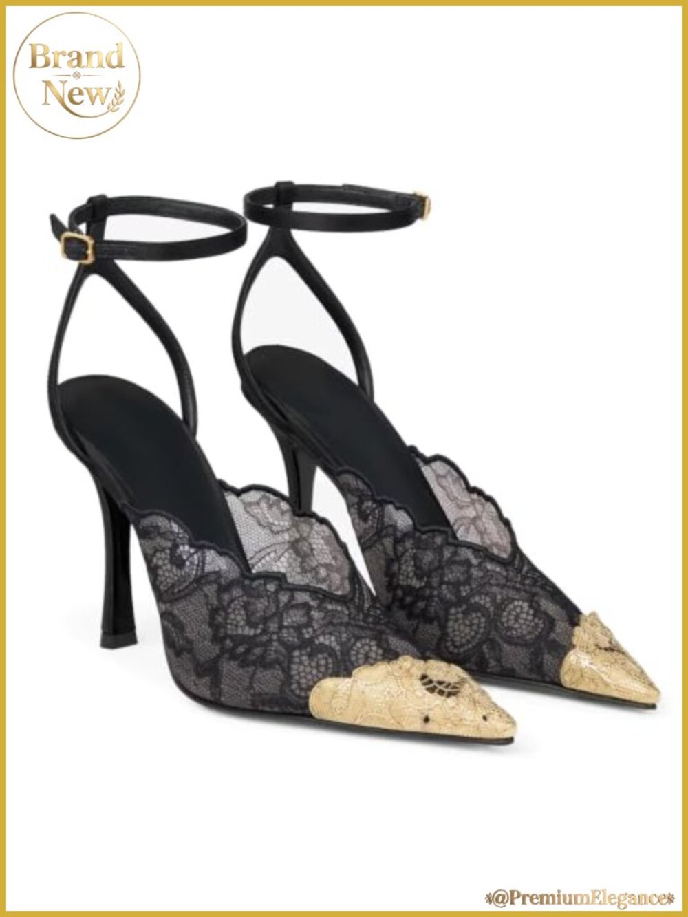 Lace Wedding Pumps for Women Sparkly Pointed Toe Slingback Stiletto High Heels